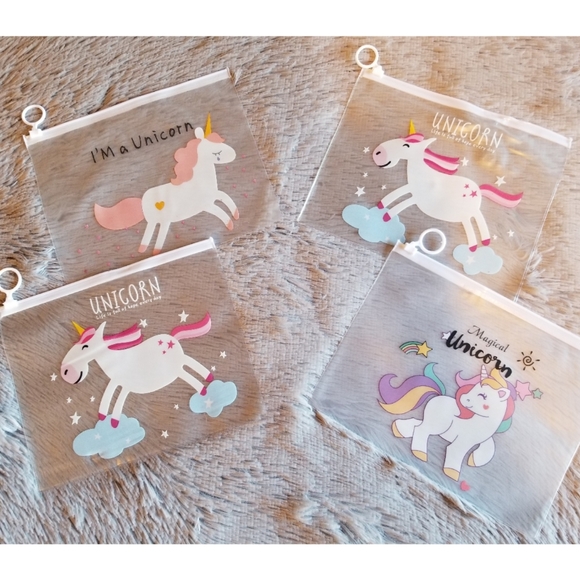 4 PC Unicorn Cosmetic/Pencil/Travel Storage Bag - Picture 2 of 3
